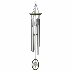 WFCTL Wind Fantasy Chime, Tree Of Life, Ash Wood/Brass, Green/Silver, Nickel Plated